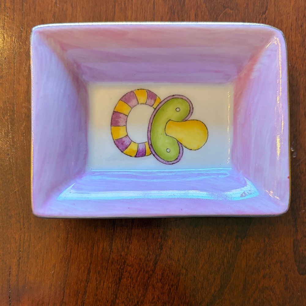Precious Pink Porcelain Pacifier Dish
